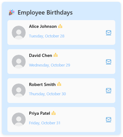 Employee Birthday SPFX Webpart